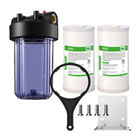 Rswhb014rspgc001 10 Inch Clear Whole House Water Filter Housing System &2pcs Pgc Sediment Carbon