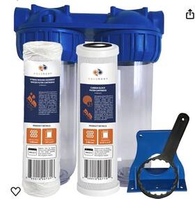 Aquaboon 817905023009 2-stage Universal 10 Inch Valve-in-head Whole House Water Filtration System