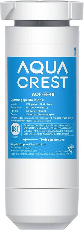 Aquacrest 840814159088 Aqua Crest Xwf Replacement For Ge Nsf Certified Refrigerator Water Filter