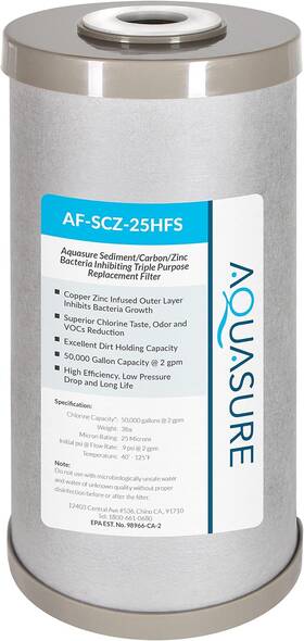Aquasure 445030030062 Fortitude V2 Series Sediment/carbon/zinc Bacteria Inhibiting Triple Purpose Repl