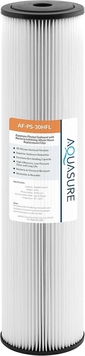 Aquasure 855864008811 Fortitude V2 Series High Flow 30 Micron Pleated Sediment Filter Large Size