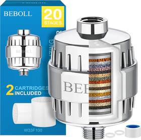 W33f100a Beboll 20 Stage Shower Filter With 2 Cartridges Head For Hard Water