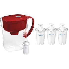 6373 Brita Water Filter Pitcher Bundle With Standard Replacement Filters 3 Red