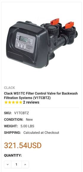 V1tcbtz Clack Ws1tc Filter Control Valve