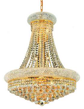 1800d24g Elegant Lighting 1800d24g/rc 1800 Primo Collection Hanging Fixture D24in H32in Lt 14 Gold Finish Royal Cu