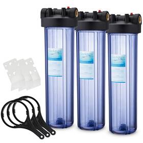 124-20sx3 Geekpure 3 Packs 20-inch Big Clear Whole House Water Filter Housing 1-inch Outlet/inlet