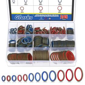 G-3303 Glarks 245pcs Sealing Gasket Kit Nbr Metric Metal Oil Drain Plug Blue And Red