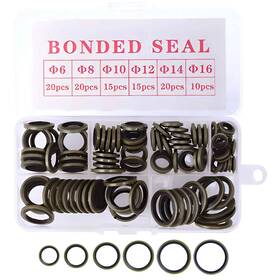 Gf-bonded-seal-6size-100 Gofira 100 Pieces Nbr Metal Bonded Sealing Washer Kit 6 Black