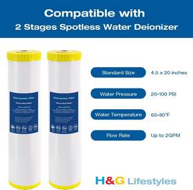 H&g Iwf016 H&g Lifestyles 4.5x20 Deionization Filter Mixed Bed Resin 500 Gallon Filters