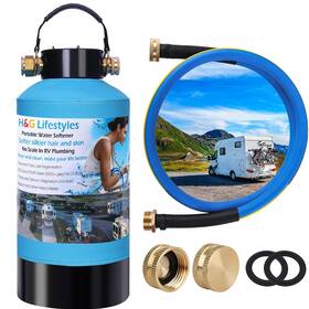H&g Lifestyles 607816302078 Portable Water Softener For Rv With Hose Food-grade Resin 3/4 Inch Brass
