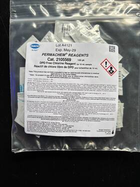 2105569 Hach - 100 Pack Dpd Free Chlorine Reagents For 10 Ml Sample Cat