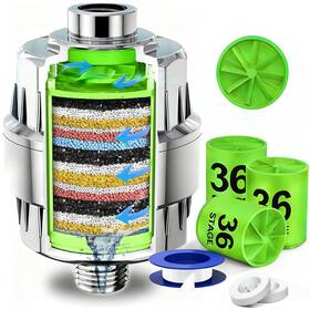 Hisbo 756499196969 36-stage Shower Head Filter With Vitamin C E For Set Chrome