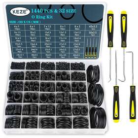 1440 Keze 0655365452751 32 Size Pcs Rubber O Rings Assortment Kit With Pick And Hook Black