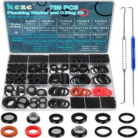 Keze 655365095576 780 Pcs Rubber Odmm 31mm 25mm/1 Inch 24 22 19 15 12 9mm Black