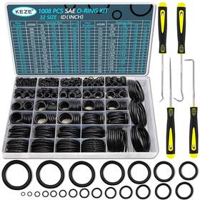1008 Keze 655365107514 Pcs Sae O Ring Kit 32 Sizes Usa Standard Nitrile 70a Rubber Seals Black