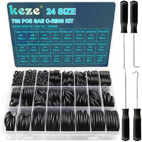 Keze 655365192213 788 Pcs Sae Rubber O Ring Assortment Kit Buna-n 70a 24 Size Usa Black