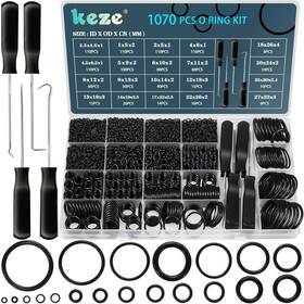1070 Keze 655365381419 Pcs Rubber O-rings Kit With Assorted O Ring Tools Set/20 Black