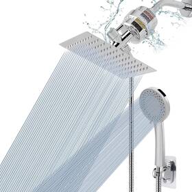 Nearmoon Nm-shscb Flt-cf8 Filtered Shower Head High Pressure 8 Square 5 Settings Chrome
