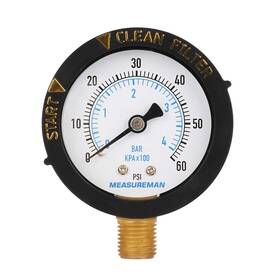 Ma018 Nobrand 2 Inch Pool Filter Pressure Gauge 60 Psi 1/4 Npt Bottom Mount