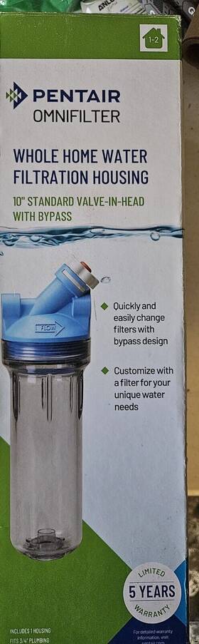 Pentair 051678025222 Onmifilter 10 Inch Whole Home Water Filtration Housing