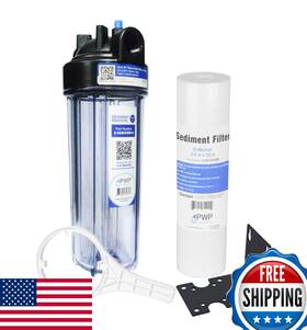 B07w6k8qfh Pro Water Parts Sediment Filtration System With Clear 2.5x 10 Inch Housing 3/4 Ports Removes
