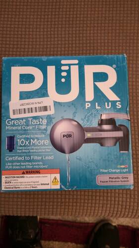 Pfm450w Pur Plus Faucet Filtration System Mineral Core 100 Gallon Metallic Grey