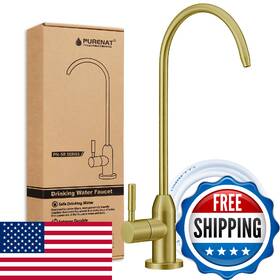 B0f6mpcpqq Purenat Drinking Water Faucet - Long Thread Stem Filtered Tap For Thick Countertop