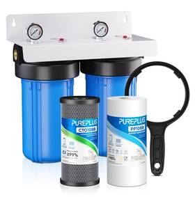 Fhn10bb-2p Pureplus 2-stage Whole House Water Filtration System 10 Inch X4.5 1 Inlet/outlet