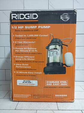 Ridgid 040066218650 Ridgid500rsds 1/2 Hp Stainless Steel Dual Suction Sump Pump Open Box
