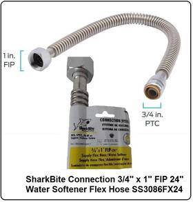 Ss3086fx24 Sharkbite Connection 3/4 Inch X 1 Fip 24 Water Softener Flex Hose New
