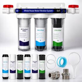 Siftary Gac123 3-stage Home Water Filtration System 3/4 Inch Npt Brass Port Whole House