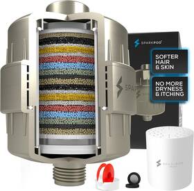 Sparkpod 781584235032 23 Stage Shower Head Filter For Standard 2. Elegant Brushed Nickel