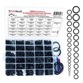 Or-001 Tedbuilt O Ring Assortment 2x1mm 43x3.5mm - 1650pcs With Picker Tool Black