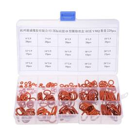 A18090700ux0005 Uxcell Silicone Rubber O-ring Assortment Kit 225 Pieces 15 Sizes Metric Red
