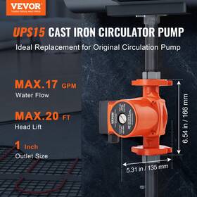Ups15-58fc Vevor 197988771135 Hot Water Circulation Pump 110v 82w 17 Gpm Recirculating