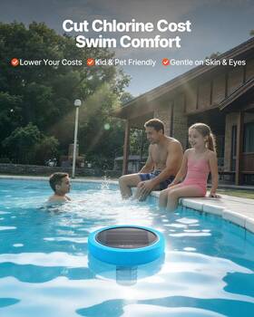 Gy-8169 Vevor Solar Pool Ionizer Round Copper Up To 35000 Gal Floating Automati