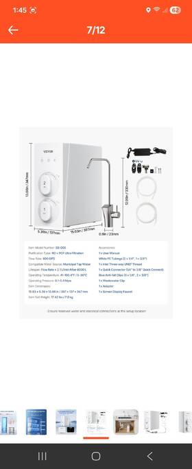 Vevor Ss-005 800 Gpd Under Sink Tankless Ro System 8-stage With Faucet