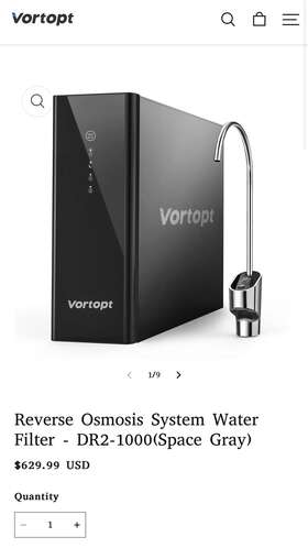 Dr2-1000 Vortopt Reverse Osmosis System Under Sink Tankless Ro Water Filtration 1000 Gpd