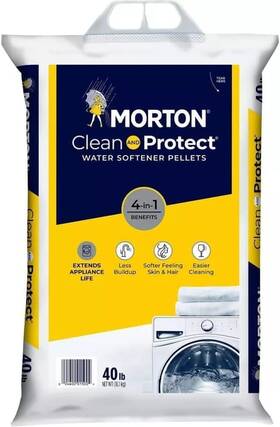 Water Softener Salt Pellets 445018718777 Morton Pure And Natural 40 Pounds White