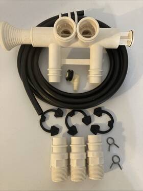 7333276 Whirlpool Water Softener Single By-pass Valve Drain Hose Elbow Clamps