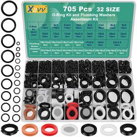 Xbvv 656485265160 32 Size 705 Pcs Plumbing Washers And O-ring Kit 2-in-1 White Black