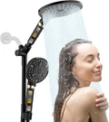 Dual Shower Heads With Handheld Spray, 9 Modes, Matte Black, High Pressure. Fixed Price $143.99.