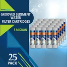 25 Pack Grooved Sediment Micron Water Filters Cartridge 2.5" X 10". Fixed Price $62.99.