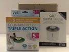 3 Liter Catit Flower Drinking Water Fountain W/ 5 Triple Action Filters Box Set. Fixed Price $49.99.