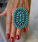 New Huge Navajo Size 8.5 Ring By Davin Benally Sterling & Block Turquoise 23GRAM. Fixed Price $190.40.