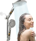 Dual Shower Heads With Handheld Spray, 9 Modes High Pressure, Brushed Nickel. Fixed Price $159.99.