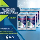 Big Blue Pleated Sediment Water Filters 6 Washable Micron Cartridges 4.5 X 10. Fixed Price $57.99.