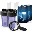 2 Transparent High Capacity 10 X 4.5 Whole House Filter Systems Brass Port. Fixed Price $96.99.