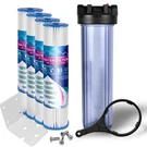 High Capacity Transparent Whole House Water Filter System With Pleated Sediment. Fixed Price $144.99.