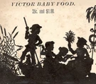 1880'S Victor Baby Food Silhouette Trade Card, 25C & $1.00, On The Water Z765. Fixed Price $16.75.